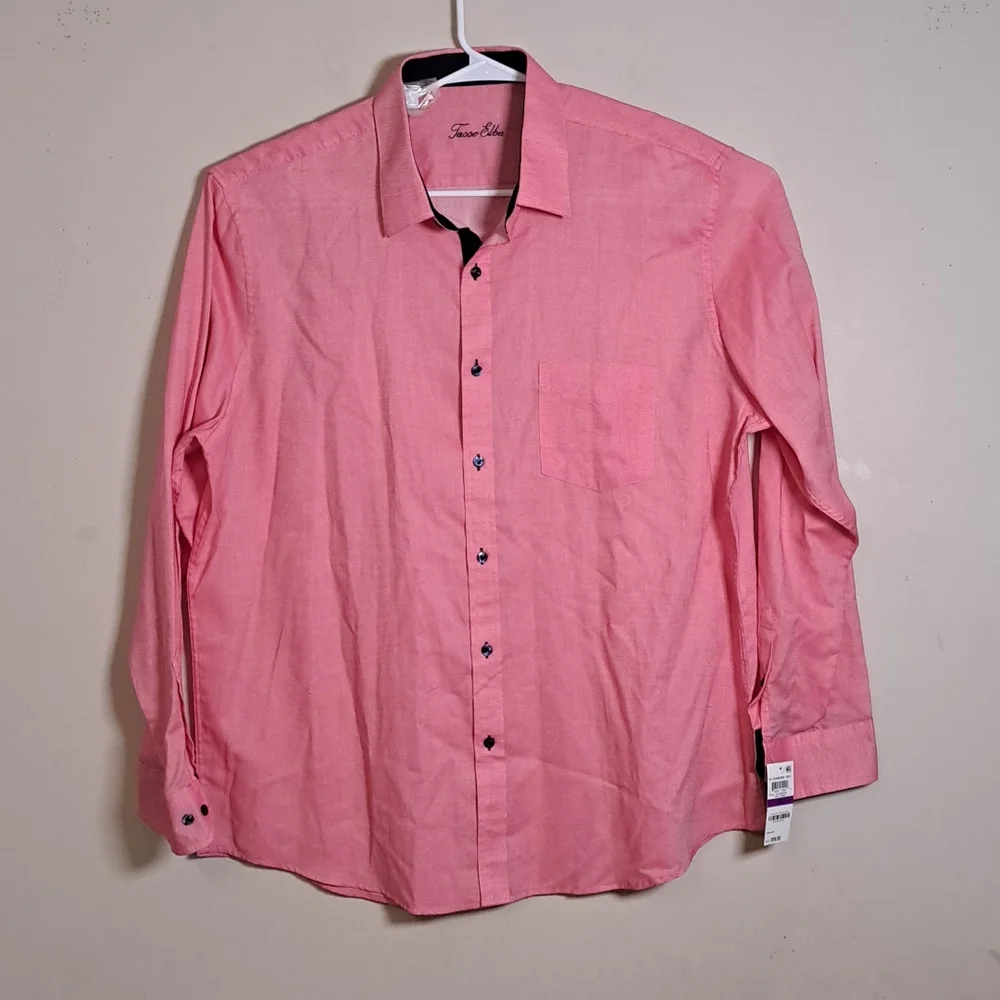 Tasso Elba Men's Regular Fit Dress Shirt Red Combo - Picture 3 of 10